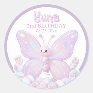 Adesivo de Borboleta de Aniversário Roxo Lavanda M