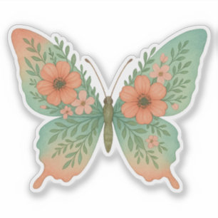 Adesivo de Borboleta Floral Pastel