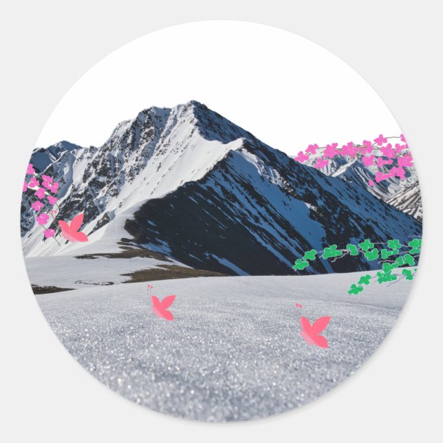 Adesivo de Borboletas e Paisagem Montanhosa (Frente)