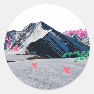 Adesivo de Borboletas e Paisagem Montanhosa