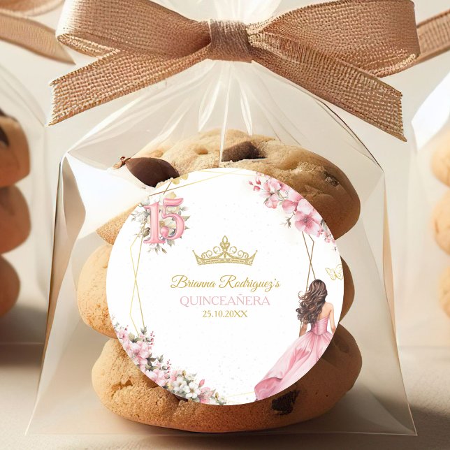 Adesivo de Borboletas Florais Tiara Dourada Rosa C (Criador carregado)