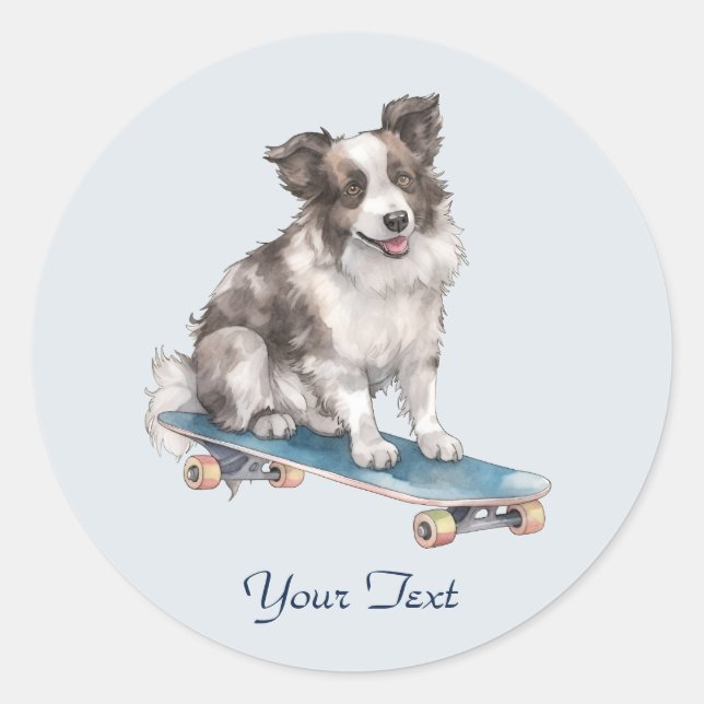 Adesivo de Border Collie em Aquarela (Frente)
