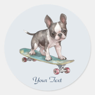 Adesivo de Boston Terrier Aquarela