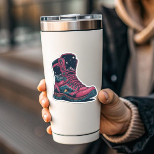 Adesivo de Bota de Caminhada Rosa para Acampamento