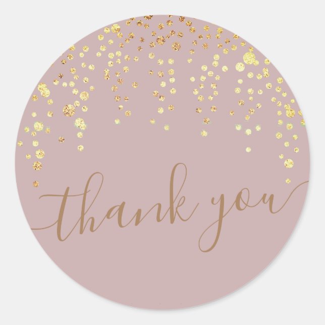 adesivo de brilho de confete dourado obrigado Stic (Frente)