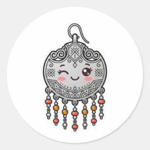 Adesivo de Brinco Prateado Kawaii Amazigh Marroqui