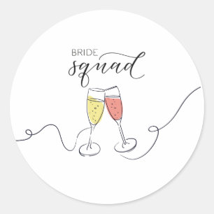 Adesivo de brinde de champanhe do Bride Squad