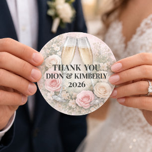 Adesivo de Brinde de Champanhe Floral Personalizad