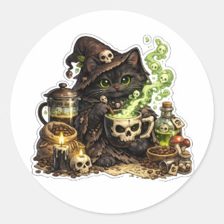 Adesivo de Bruxa Feiticeira de Poção de Gato Preto