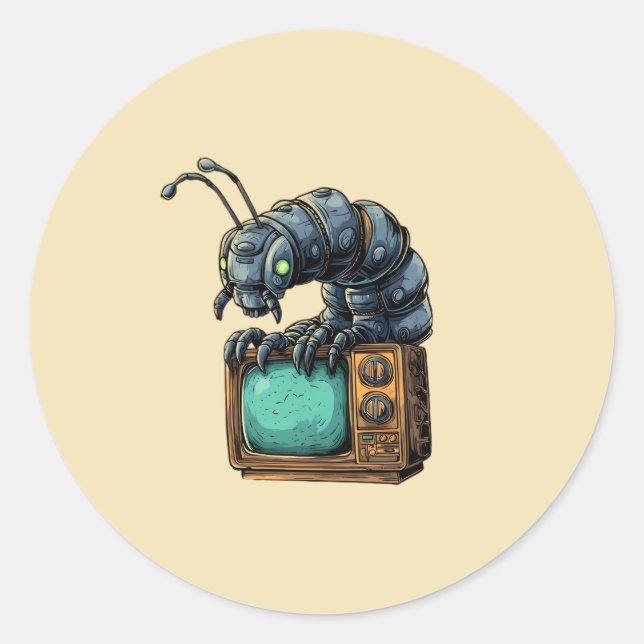 Adesivo de Bug de TV Retro de Ficção Científica (Frente)