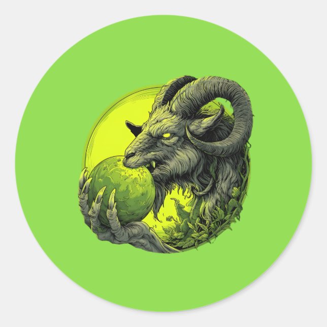 Adesivo de Cabra Demônio Verde Tóxico (Frente)