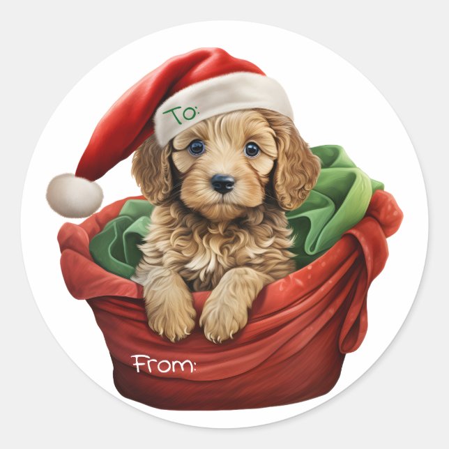 Adesivo de Cachorrinho Cockapoo de Natal (Frente)