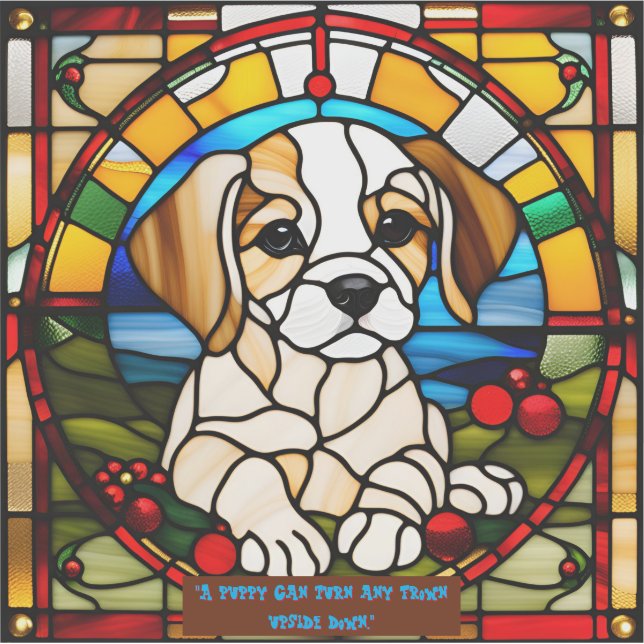 Adesivo de Cachorrinho em Vidro Colorido Falso (Frente)