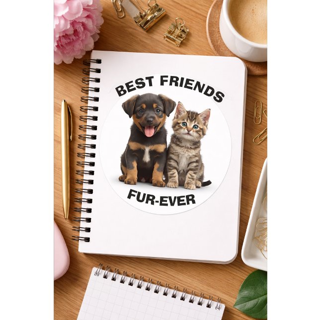 Adesivo de Cachorrinho & Gatito Fofo (Criador carregado)