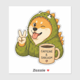 Adesivo de Cachorro Cafeína e Sarcasmo
