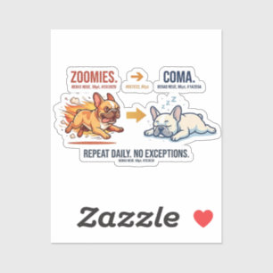 Adesivo de cachorro engraçado Frenchie Zoomies Com