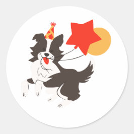 Adesivo de Cachorro Fofo Border Collie com Balões