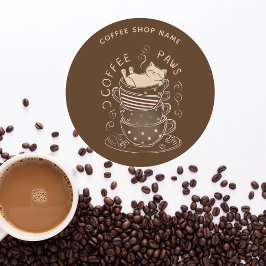 Adesivo de café com gato fofo Coffee Paws