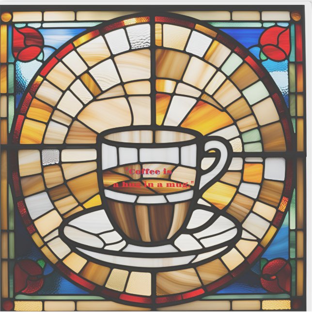 Adesivo de Café em Vidro Colorido Falso (Frente)