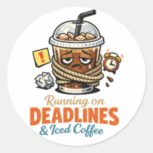 Adesivo de Café Gelado e Prazos Apertados
