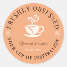Adesivo de Café Pêssego Recentemente Obsessivo