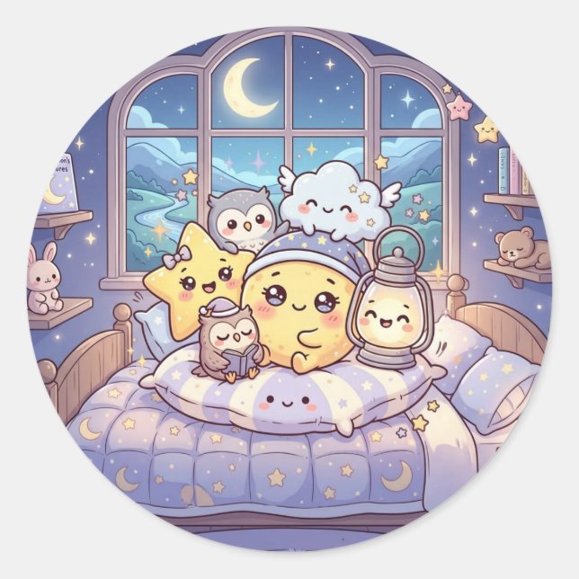 Adesivo de Cama da Lua Fofa (Frente)