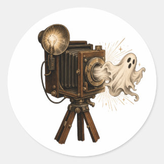 Adesivo de Câmera de Fantasma de Halloween Vintage