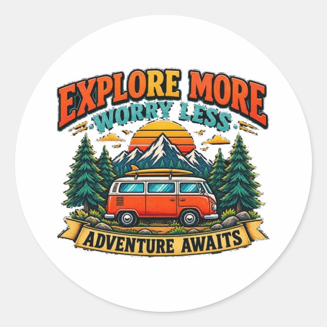 Adesivo de Camping Aventura Retro (Frente)