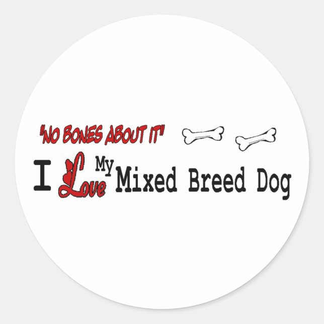 Adesivo de Cão de Raça Mista (I Love) (Frente)