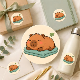 Adesivo de Capivara Preguiçosa e Fofa Dormindo no