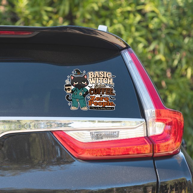 Adesivo de Carro Bruxa Básica Café Extra Zero Pess (Lado do carro)