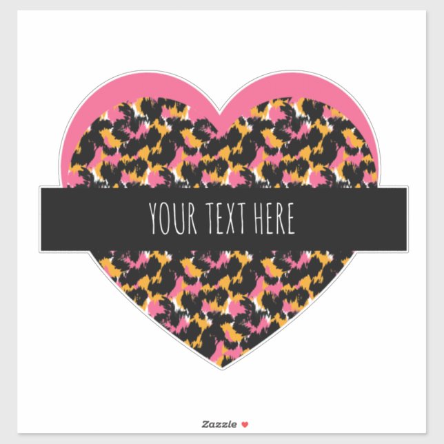 Adesivo de carro com texto rosa Cheetah Heart (Folha)
