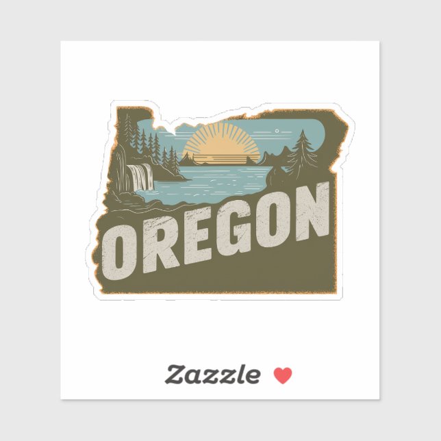 Adesivo de Carro Retro do Estado de Oregon (Folha)