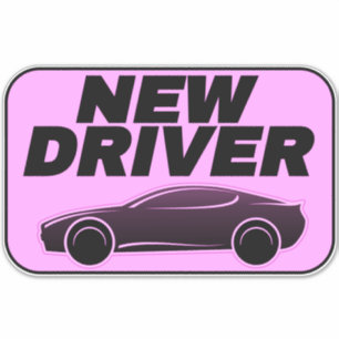 Adesivo de Carro Rosa Moderno (Novo Motorista Estu