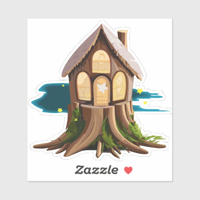 Adesivo de Casa da Floresta do Gnome Natural (Folha)
