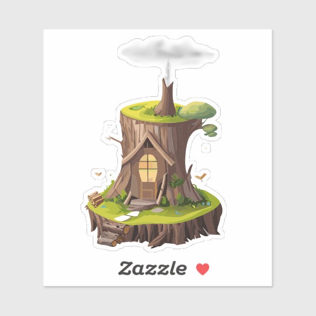 Adesivo de Casa da Floresta do Gnome Natural (Folha)
