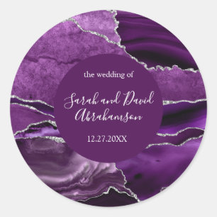 Adesivo de Casamento Ágata Brilhante Roxo e Prata