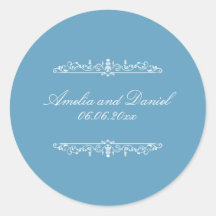 Adesivo de casamento azul no estilo Regency