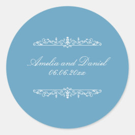 Adesivo de casamento azul no estilo Regency