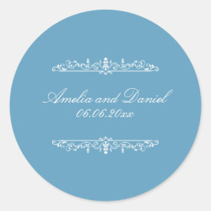 Adesivo de casamento azul no estilo Regency