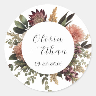 Adesivo de Casamento Boho Coroa Floral Rústico Edi