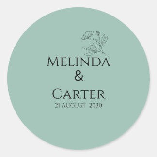 Adesivo de Casamento Botânico Minimalista