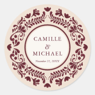 Adesivo de Casamento Burgundy Mexican Talavera