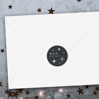 Adesivo de Casamento Celestial Lua e Estrelas Cinz