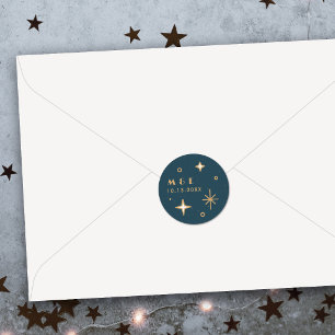 Adesivo de Casamento Celestial Lua e Estrelas Turq