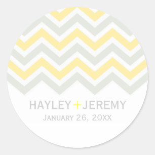 Adesivo de casamento Chevron cinza e amarelo