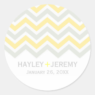 Adesivo de casamento Chevron cinza e amarelo