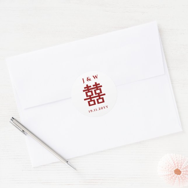 Adesivo de casamento chinês dupla felicidade cláss (Envelope)