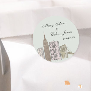 Adesivo de casamento com silhueta da cidade de Nov