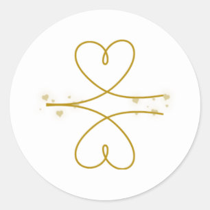 Adesivo de casamento Corações em Linha Dourada Min